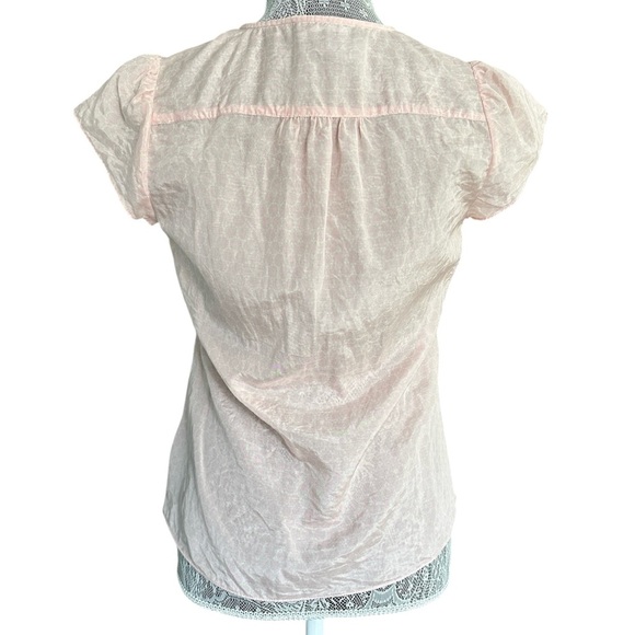 Vintage GAP Ruffle Pink Blouse Sheer Y2K Top Size M - Picture 3 of 7